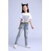 Cartoon character patch pull-on jeans